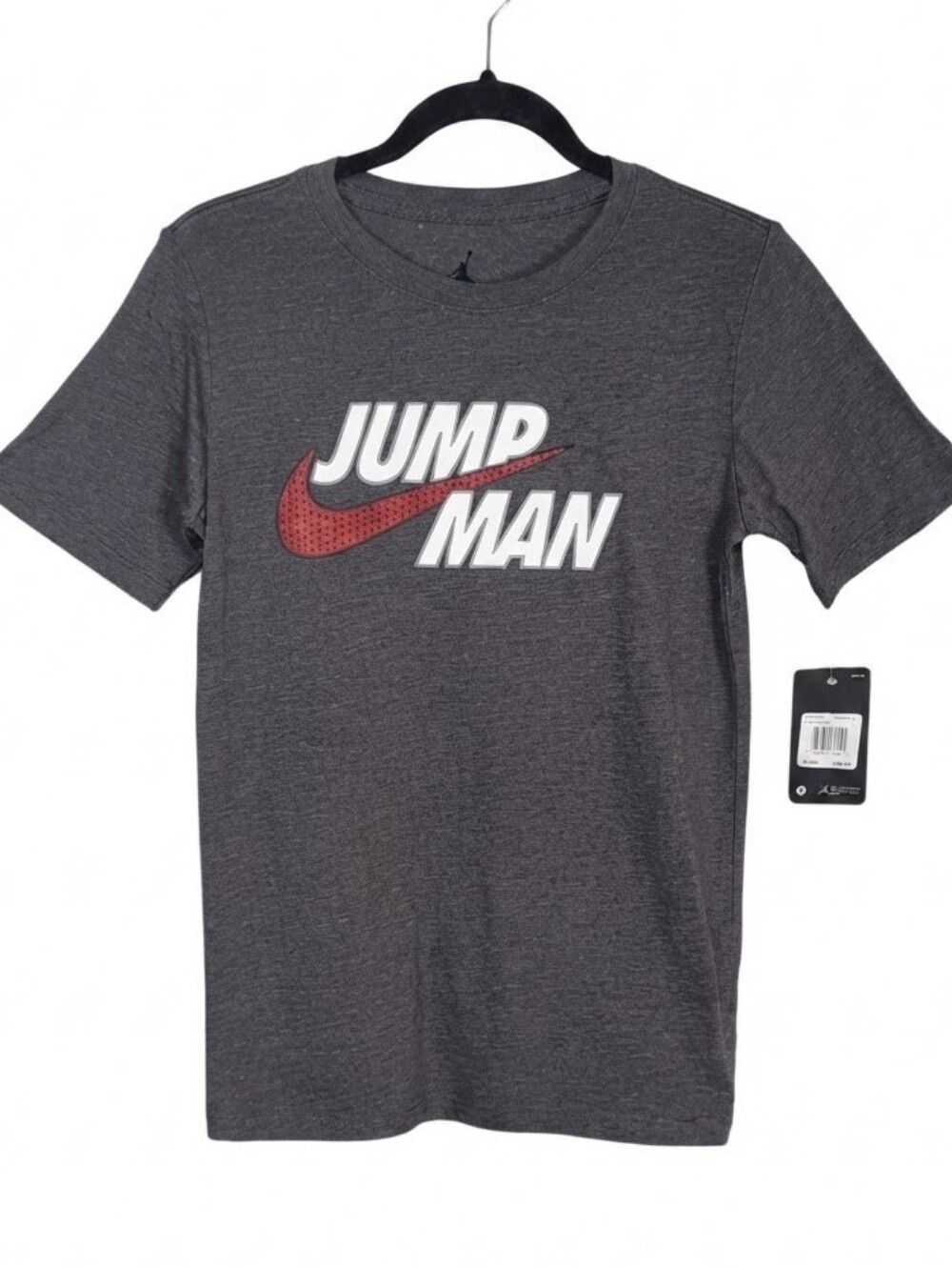 NEW Jordan Jumpman Graphic Tshirt Boys Large Carbon Heather Grey Red White Top
